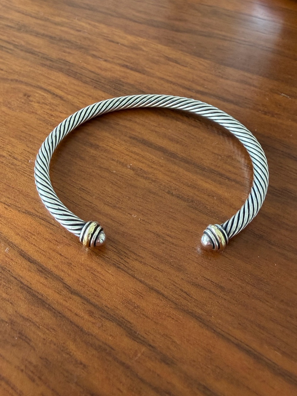 David Yurman Silver Cable Cuff with 14K Gold Accents - Picture 3 of 4
